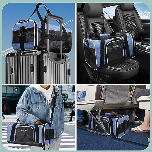 Small Pet Carrier 17" L x 11" W x 9.5" H Airline Approved (17.0"L x 11.0"W x 9.5"H / Blue)