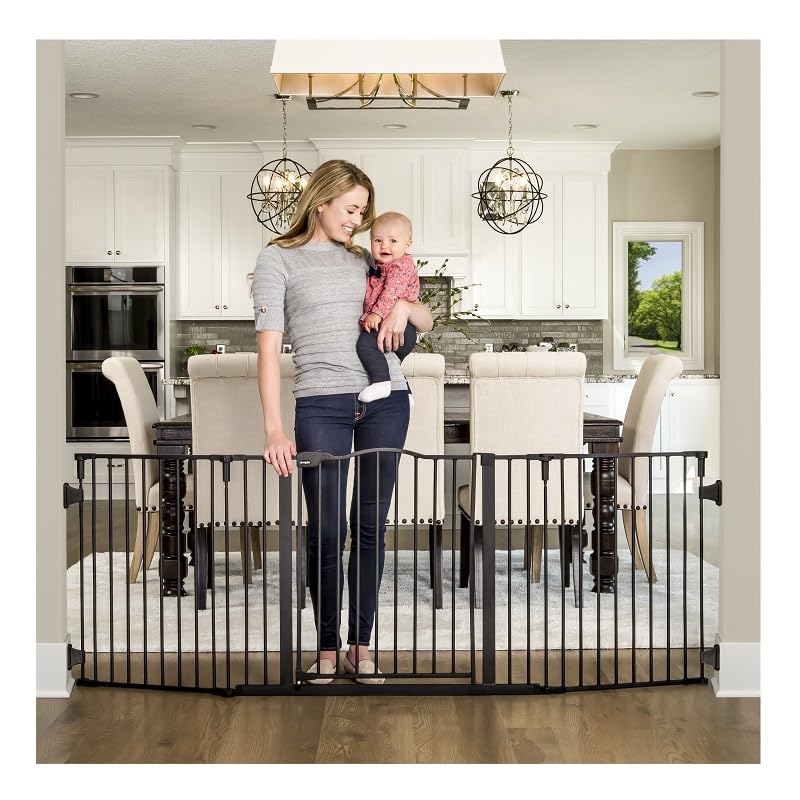 Safety 56" 74.5" Super Wide Configurable Baby Gate (74.5" W x 28" H / Black)