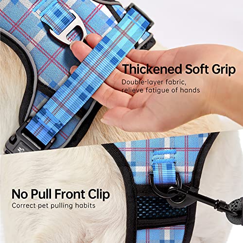Dog Harness for Medium Sized Dog (Checkered Blue / Medium)