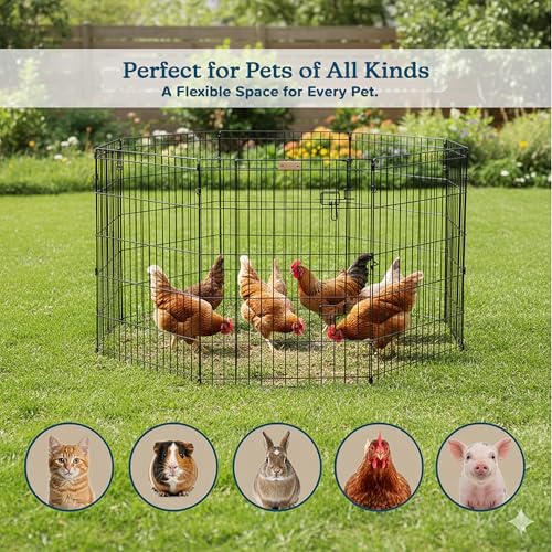Dog Playpen Foldable Metal Exercise Puppy Play Pen with 8 24x30in Panels (24" X 30")
