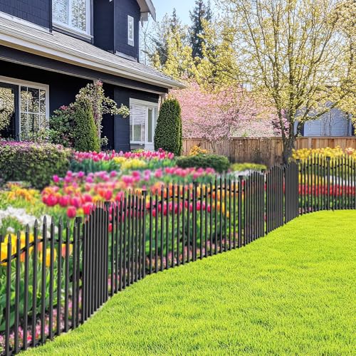No Dig Garden Fence 24" H x 22.5'L with Gate Decorative Yard Dog Panels (24 in(H) X 22.5 ft(L))