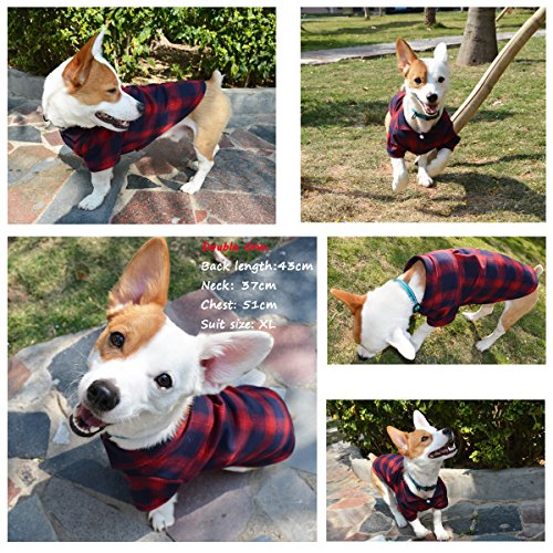 Dog Shirt Pet Plaid Clothes Shirt T (3XL-(26~38lb)-Chest~26.8" / Red)
