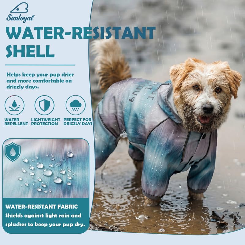 Dog Raincoat Waterproof Full Coverage Softshell Jacket (M-Back(11.5–13.7″) | Weight(13-17lbs) / Glacier Blue)