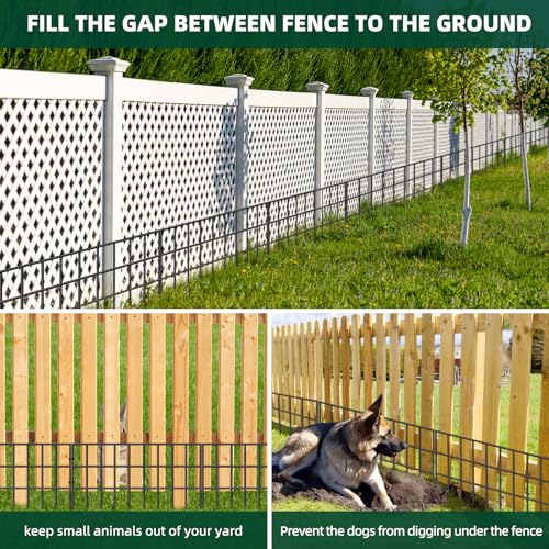 31ft(L) x 13in(H) Animal Barrier Fence, 22 Panels No Dig Garden Fence for Dog Rabbit, Rustproof Anti Digging Barrier, Garden Edging Border Ground Defense for Outdoor, Yard, Patio (Black / 22 Panels, 31ft(L) x 13in(H))