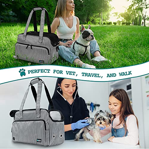 Small Dog Purse Carrier (Stripe Black)
