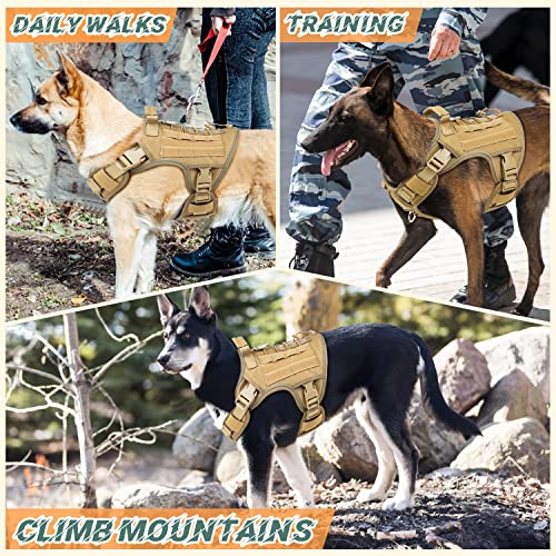 Tactical Dog Harness for Medium Dogs (Khaqi / Medium: 30-50 lbs (Chest:24-28",Neck:17-19"))
