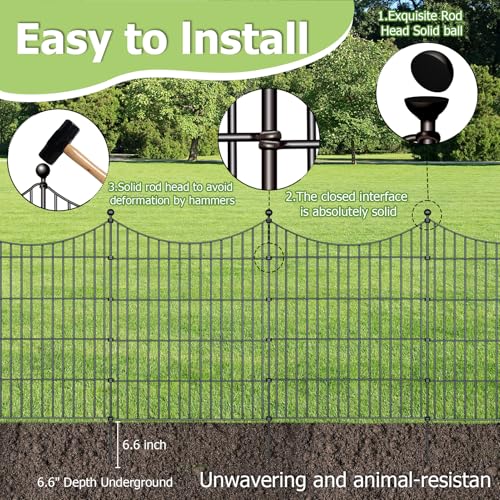 10‑Panel No‑Dig Garden Fence with Gate (10pc 23.6 ft(L) X 32 in(H) with Gate-Concave)