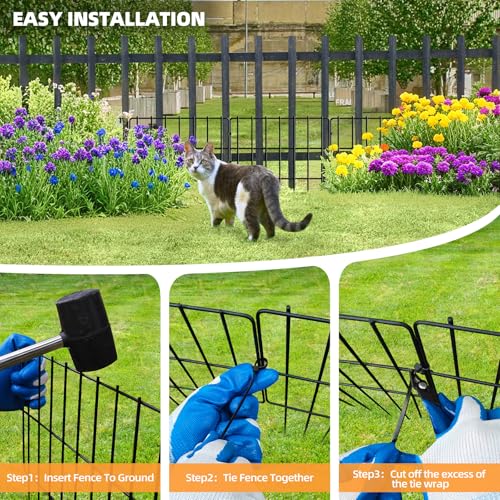 Garden Fence Animal Barrier (14 Panels-20ft(L)x13in(H) / Black)