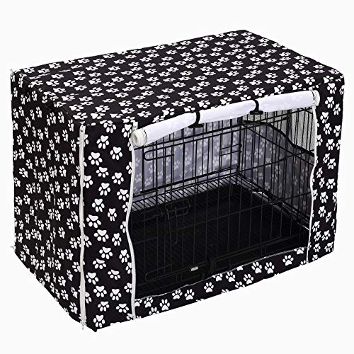 Dog Crate Cover Durable Polyester Pet Kennel Cover Universal Fit for Wire Dog Crate (36.0"L x 23.0"W x 25.0"H / Black)
