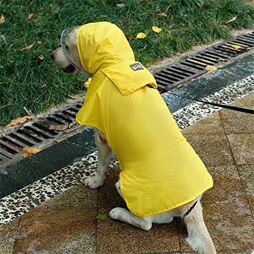 Pet Raincoat Packable Hooded Dog Rain Jacket Reflective Strips Lightweight Adjustable Poncho for Small Medium Large Dogs Yellow XXL (XXL (Back:24 Inches) / Yellow)
