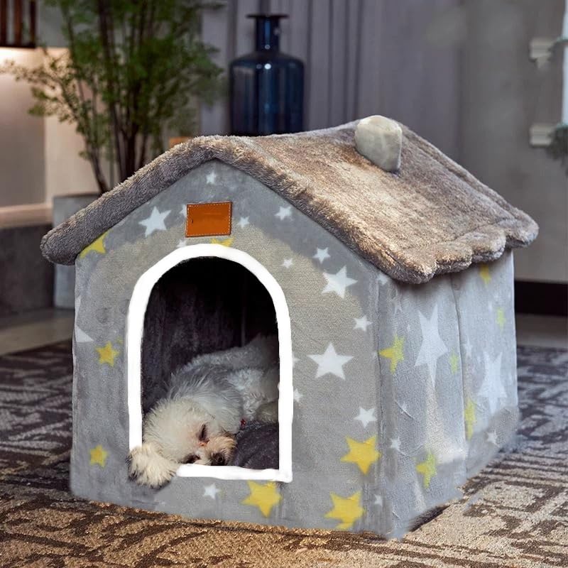 Dog House Indoor Portable Puppy Cave Cat Nest Kennel Pet Bed (Grey / XL:Size fits 18kg/40lbs (Pets))