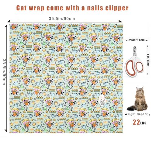 35.5‘’ Cat Grooming Wrap for Cutting Nails (XL-35.5'' / Cow)