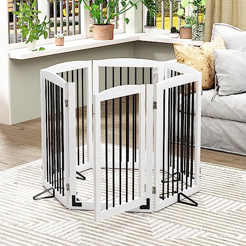 Freestanding Pet Gate with Door (6 Panel 32" / White & Black)