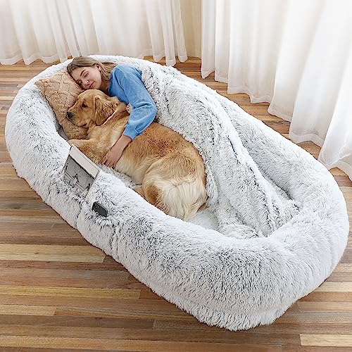 Human Dog Bed for Adult (71.0"L x 45.0"W x 12.0"Th / Grey)