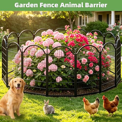 8 Panels No Dig Garden Fence (Black / 48 in(H))