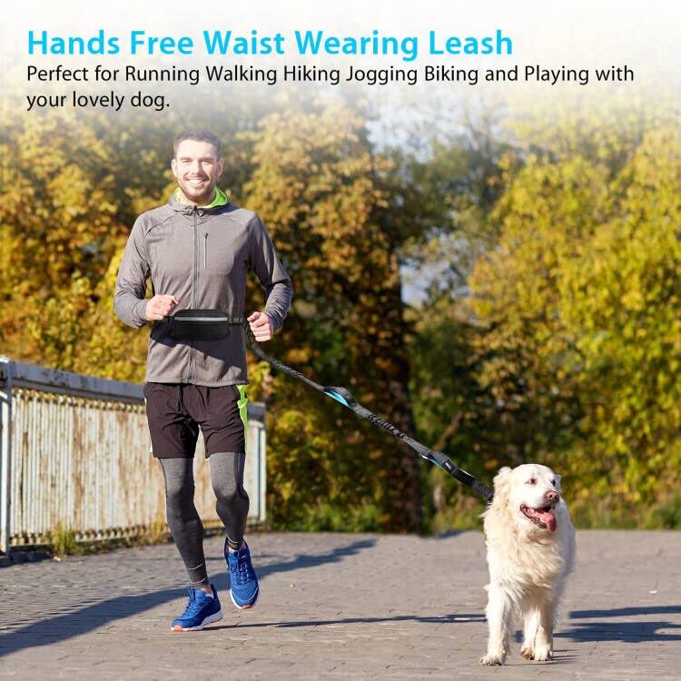 Hands Free Dog Running Leash with Adjustable Waist Belt (Medium)