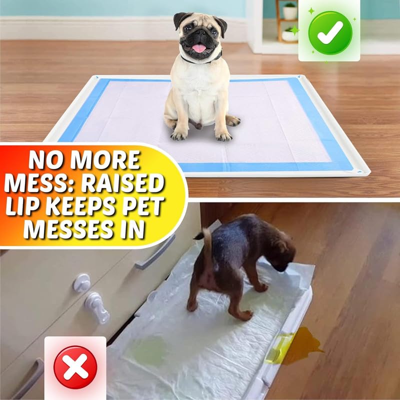 Dog Pee Pad Holder Tray Fits for 30” x 36” Pee Pads (36 x 30 Inches / White)