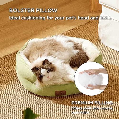 Small Dog Bed Washable (20"L x 19"W x 6"Th / Pale Bean Green)