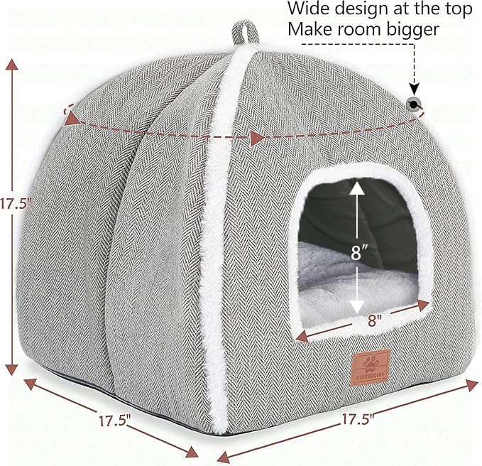 Cat Bed for Indoor Cats (Grey-2 / L(17.5 x 17.5 x 17.5 Inch))