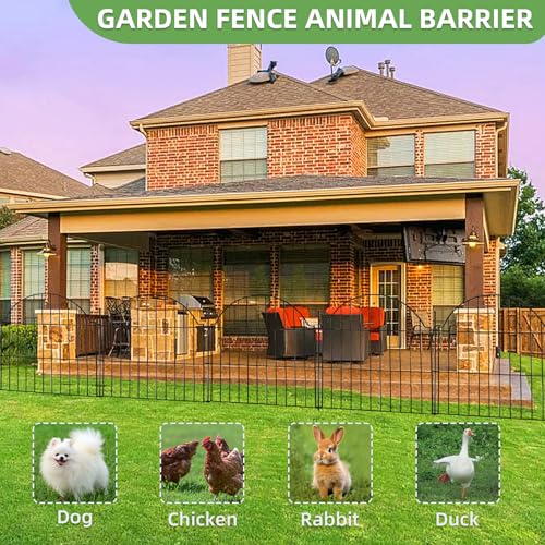 5 Panels No Dig Decorative Small Garden Fence with Gate (Black / 24 in(H))