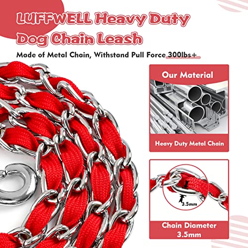 Metal Chain Dog Leash Chew Proof for Dogs (Red / 4FT 3.5mm (Medium & Large dogs))