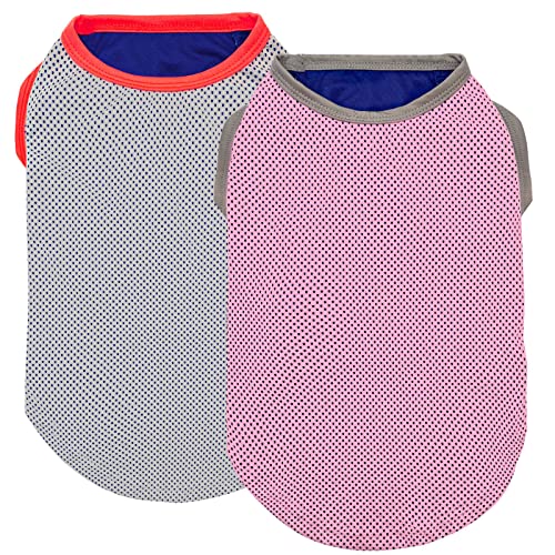 2Pack Dog Shirt for Small Dogs Soft Breathable T (Medium (7-13lbs) / 6# Pink+Grey)