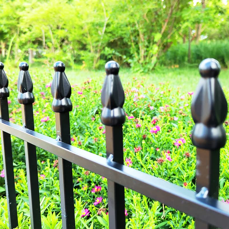 18"H x 22"W Decorative Metal Garden Border Fence (Black / 18″ H x 9.17 ft (5 Panels))