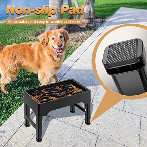 9 Cups Elevated Slow Feeder Dog Bowls 4 Adjustable Heights (Black)