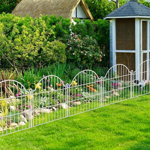 10 Panels No Dig Decorative Garden Fence for Yard (White / 24 in(H))