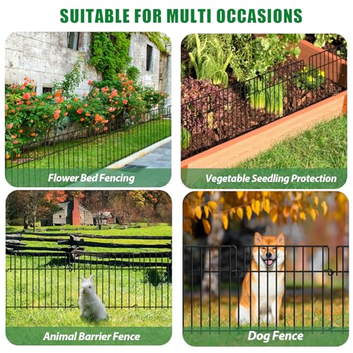 42.5Ft (L) x 20in (H) Decorative Garden Fence 30 Pack Metal Wire Rustproof Small Animal Barrier Fence 1.55" Gap Easy Assembly Patio Yard Seedlings Protection Fencing Border Black (30 pack - 13in(H) x 42.5ft(L) / Black)