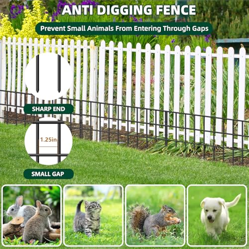 10 Panels Animal Barrier Fence (Black / 10 Panels, 14ft(L) x 13in(H))