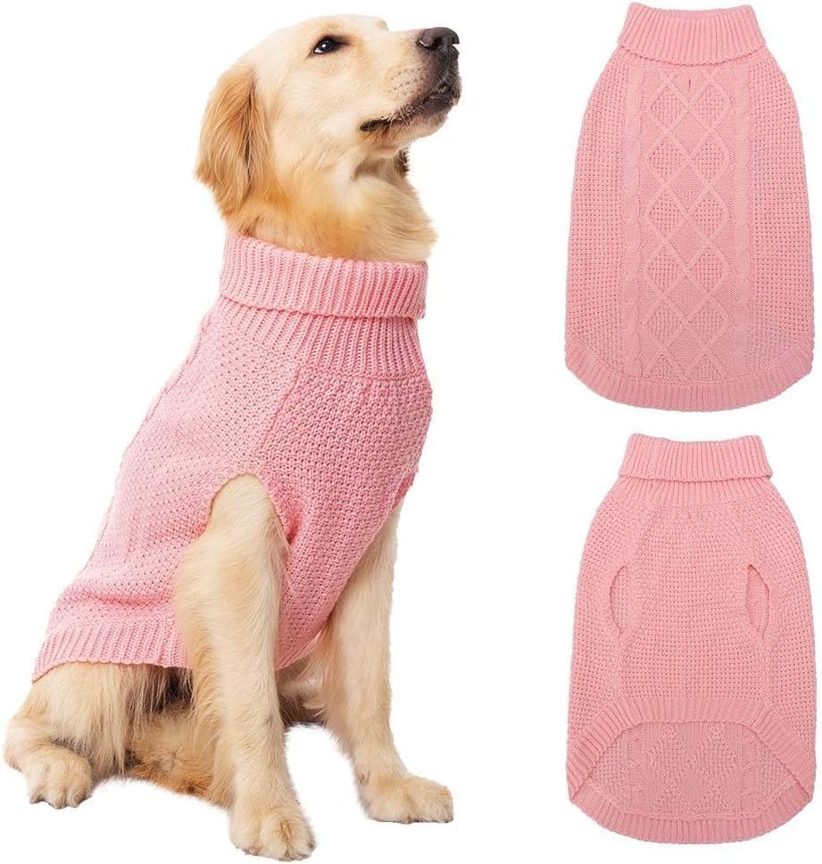 Turtleneck Dog Sweater (Medium/Large / Flesh Pink)