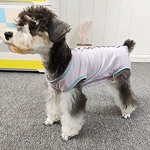 Dog Recovery Suit Post Surgery Shirt for Puppy (Large / pink blue stripe)