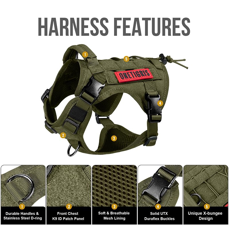 Tactical Dog Harness with Handle No (X-Small / Green)