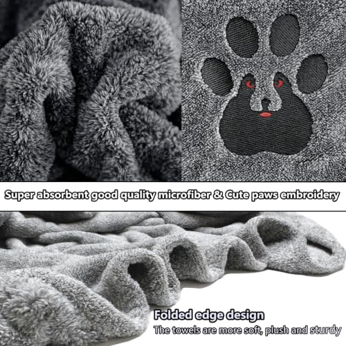 Dog Towels for Drying Dogs 2 Pack (Grey and Black / M-36" * 28")