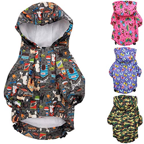for Small Pet Cat Dog Raincoat Hoodie Coat Waterproof Rain Jacket Rainwear (GREY / XS: Chest - 12", Length - 10")
