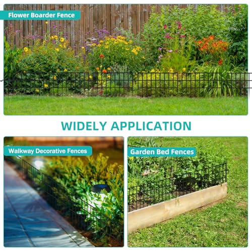 14 Panels Animal Barrier Fence (14 Panels-19.9ft(L)x13in(H) / Black)