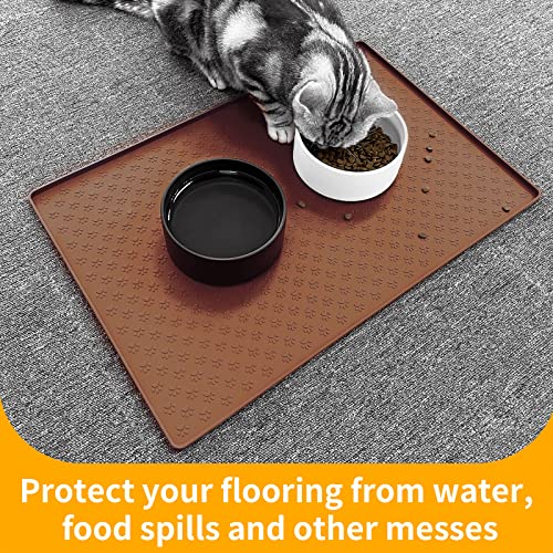 Pet Placemat for Dog and Cat (31.5"L x 23.6"W / Brown)