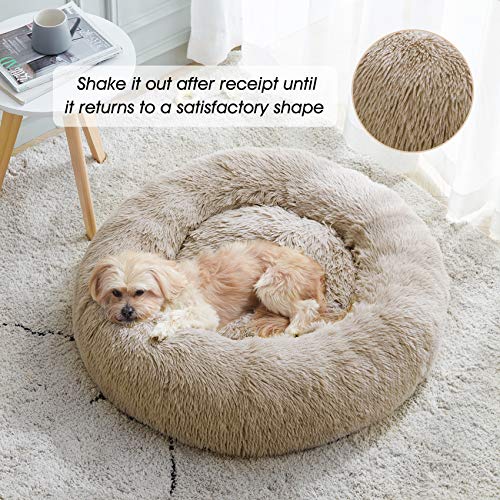 Western Home Calming Donut Small Medium Pet Dog Bed Washable (Brown / 27.0"l x 27.0"w x 8.0"th)