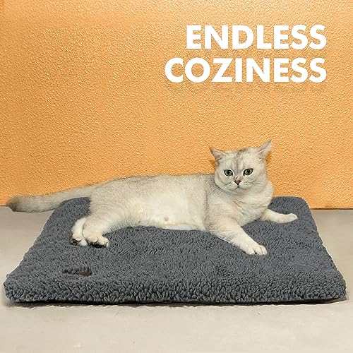 Self Warming Cat Beds for Large Cats Self Heating Dog Mat Pet Pad (35"L x 23.6"W x 1.0"Th / Dark Grey)