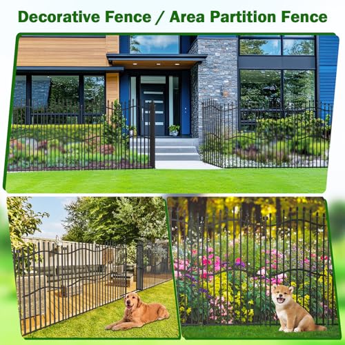 No Dig Garden Fence 48" H x 9'L with Gate Decorative Yard Dog Panels (48 in(H) X 9 ft(L))