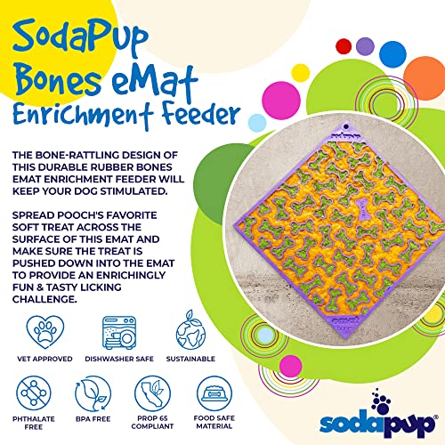 Bones eMat Durable Lick Mat Feeder Made in USA from Non (Bones Purple / Large)