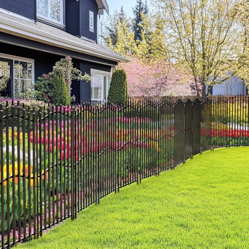 No Dig Garden Fence 40" H x 22.5'L with Gate Decorative Yard Dog Panels (40 in(H) X 22.5 ft(L))