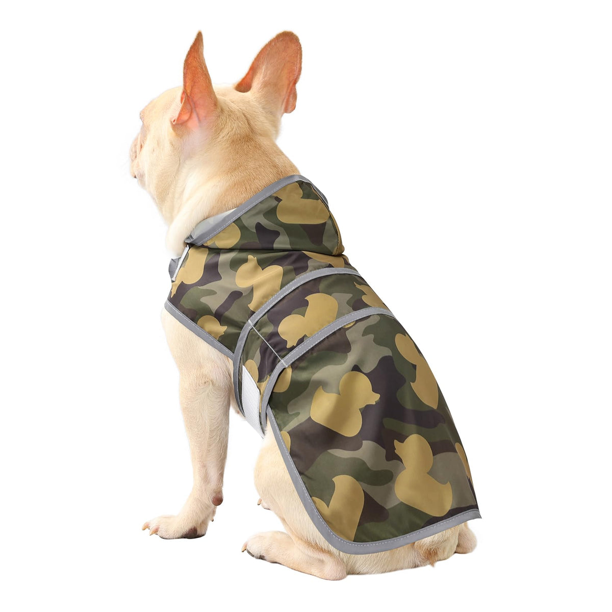 Dog Raincoat for Medium Dogs Waterproof Jacket Hooded Rain Coats with Reflective Strips Leash Hole & Poncho Adjustable Fit (Camo Ducks / Medium)