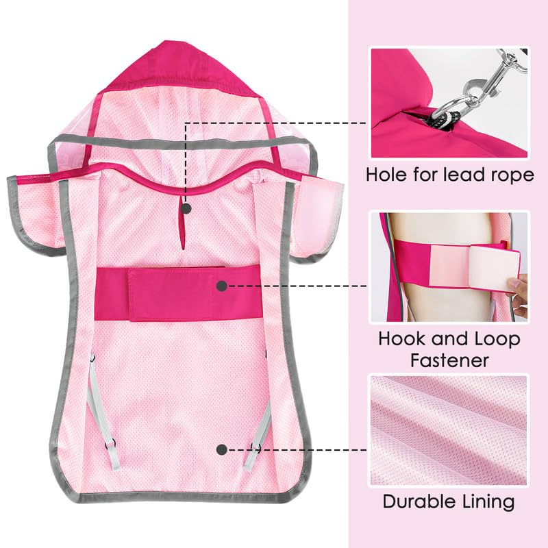 Dog Raincoat Waterproof Dog Rain Jacket with Clear Hooded (Fuchsia / X-Large)