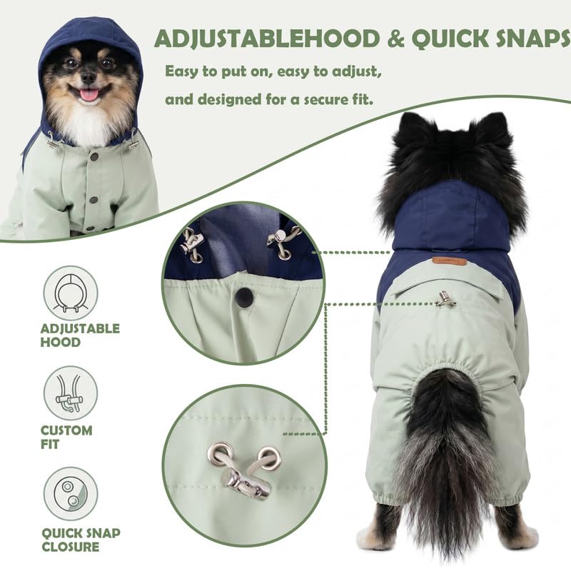 Dog Raincoat Full (XXL-Back(16.6-18.5″) | Weight(30-38lbs) / navy)