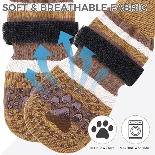 Anti Slip Dog Socks (Brown / Medium)