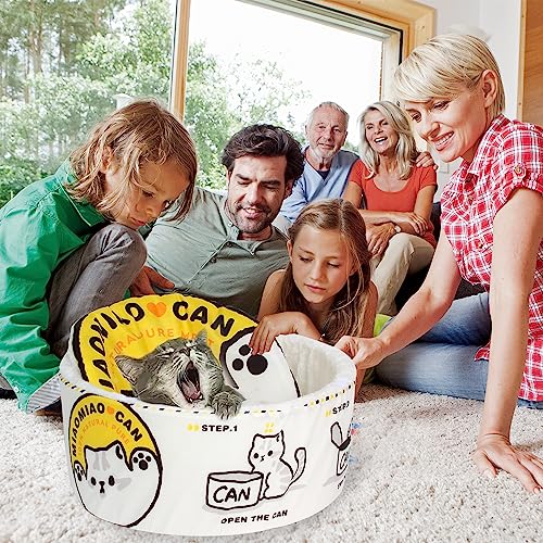 Ramen Noodle Cat Bed (19.7"L x 19.7"W x 7.9"Th / yellow white)