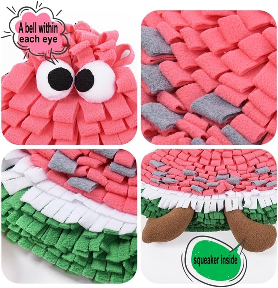 Ferret Cats Snuffle Mat Fleece Foraging Mats Interactive Feeding Toy Small Animal Rabbit Guinea Pig Rat Hamster Anti Slip Treat Dispenser Slow Feeder (Watermelon)