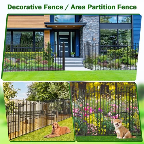 No Dig Garden Fence 48" H x 18'L Decorative Yard Dog Outdoor Panels (48 in(H) X 18 ft(L))